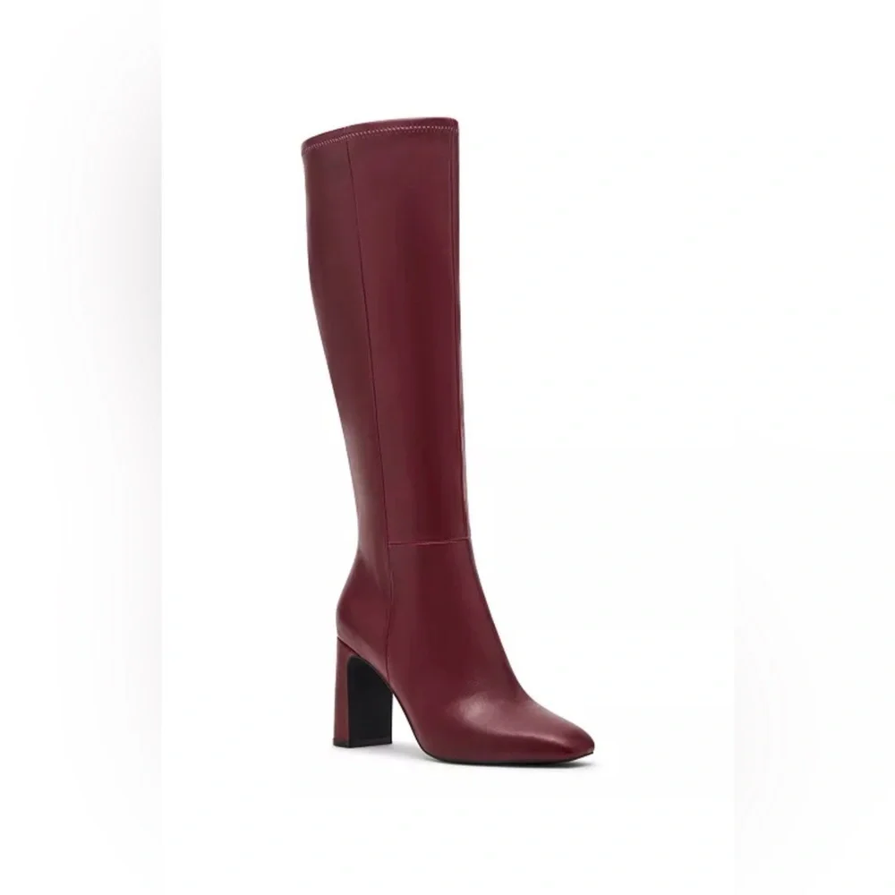 Madden Girl Wise Bordeaux Knee High Boots 6.5 Wide Calf Block Heel Wine NWOT - Picture 15 of 16